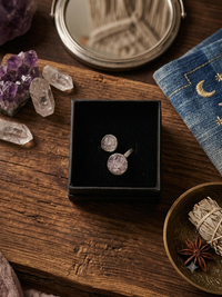 Amethyst and Clear Quartz Adjustable Ring