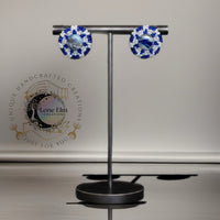 Blue and White Beaded Earrings