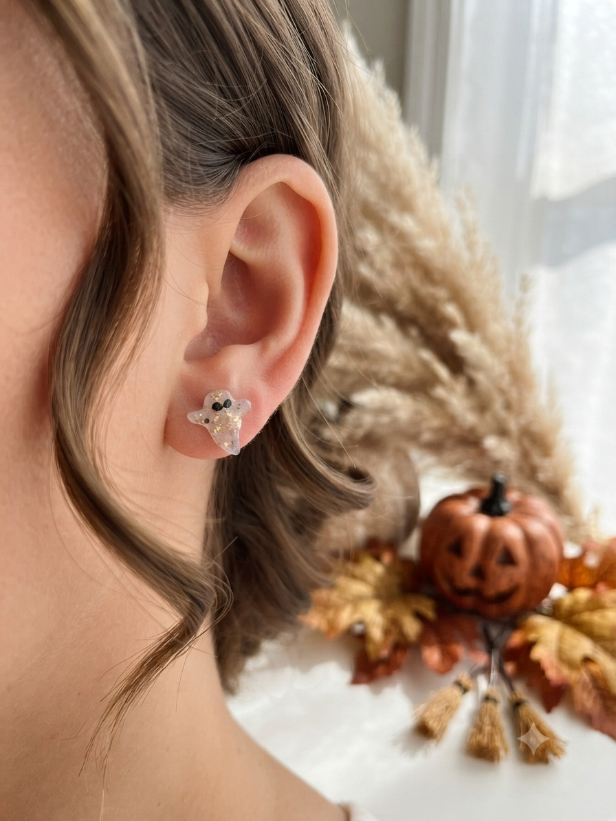 Ghost Polymer Clay Stud Earrings