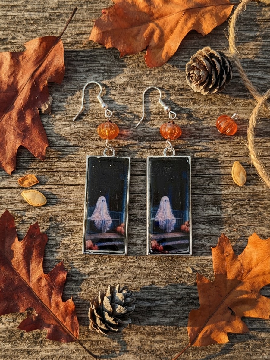 Painted Ghost Dangle Earrings