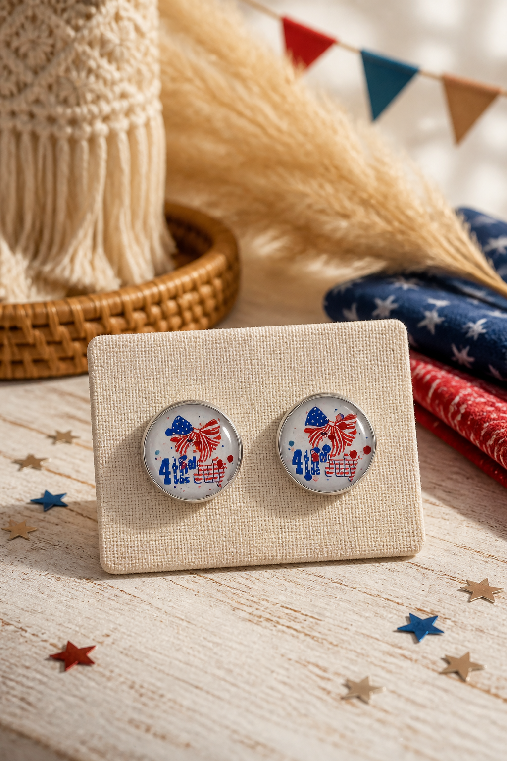 4th of July Resin Stud Earrings