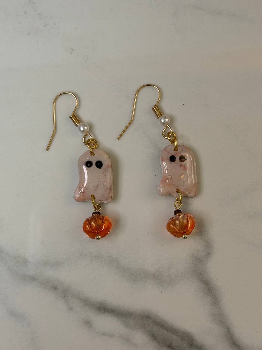 Polymer Clay Ghost and Pumpkin Earrings