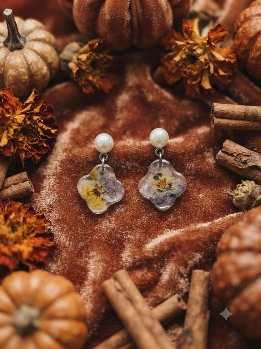 Resin Flower Dainty Stud Dangle Earrings