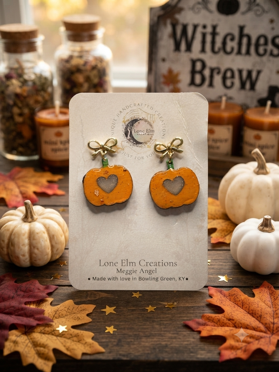 Pumpkin Stud Dangle Earrings