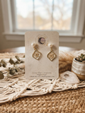 Flower Resin Pearl Stud Dangle Earrings