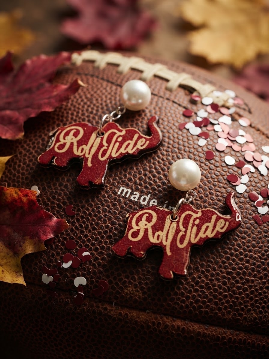 Roll Tide Elephant Earrings