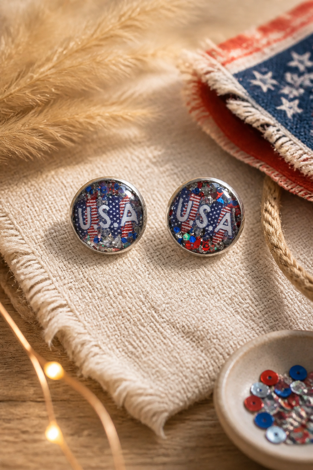 USA Resin Stud Earrings
