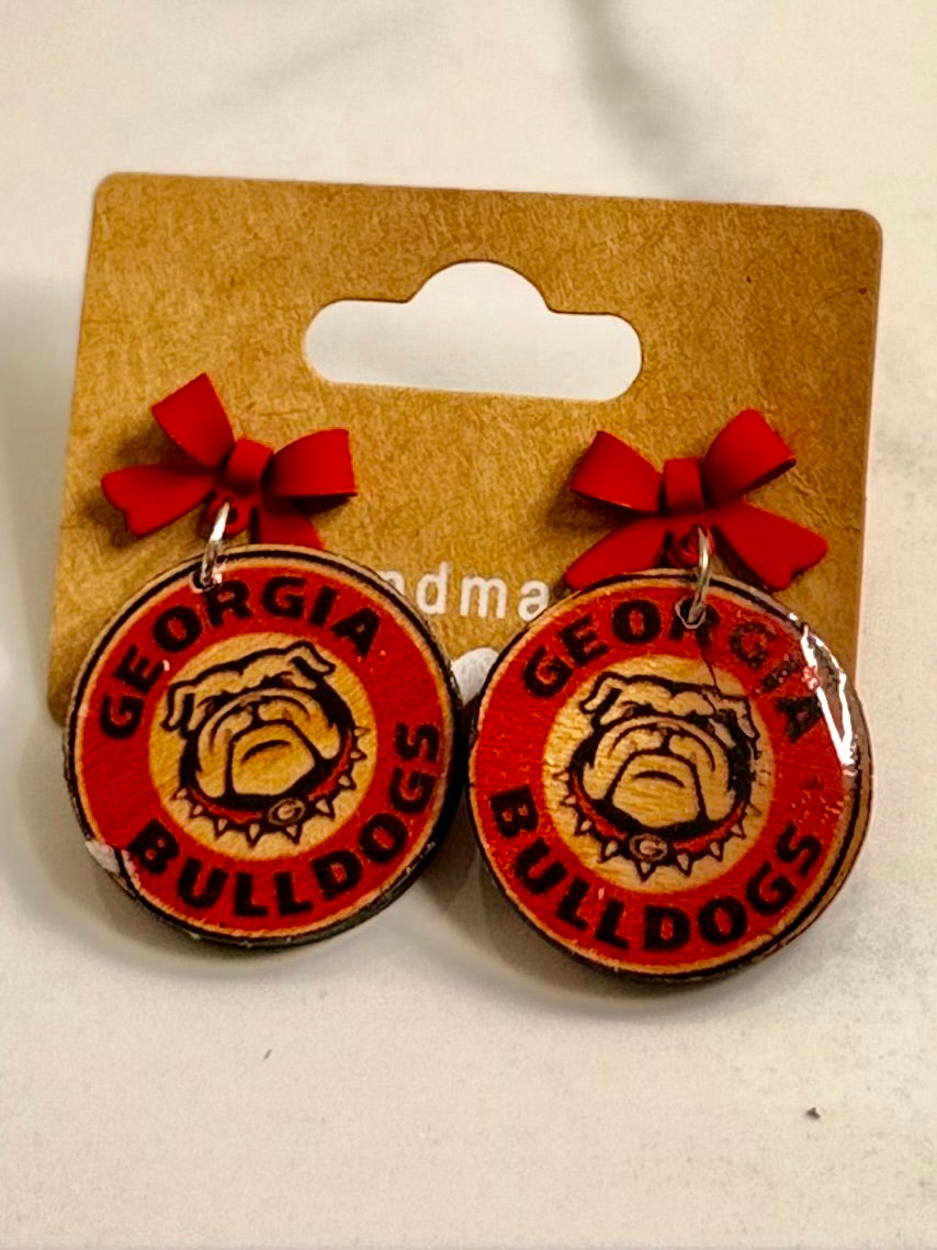 Georgia Bulldogs Wood Earrings