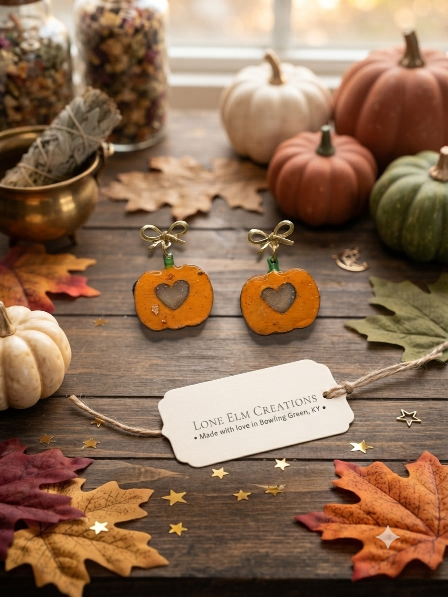 Pumpkin Stud Dangle Earrings
