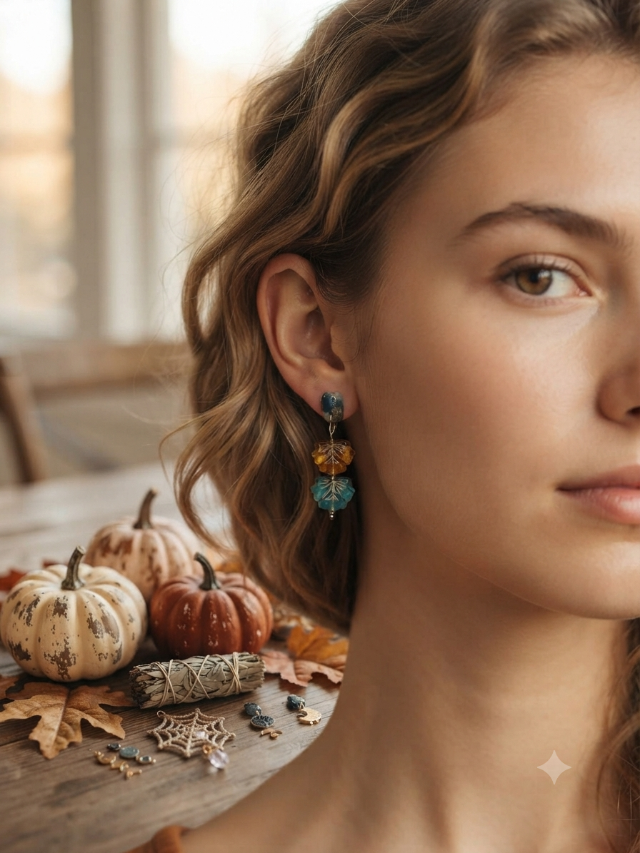Fall Leaf Dangle Polymer Clay Earrings