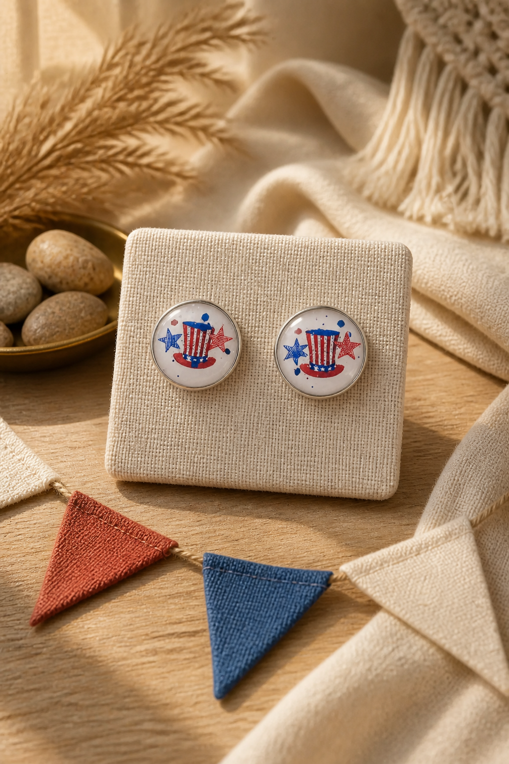 Uncle Sam 4th of July Resin Stud Earrings