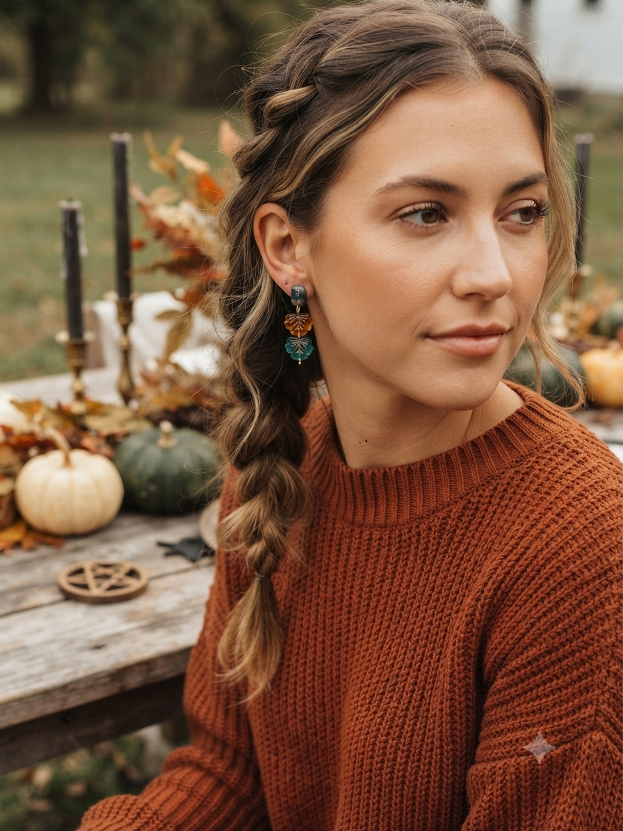 Fall Leaf Dangle Polymer Clay Earrings