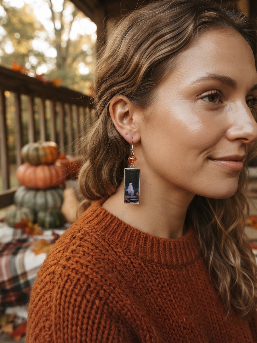 Painted Ghost Dangle Earrings