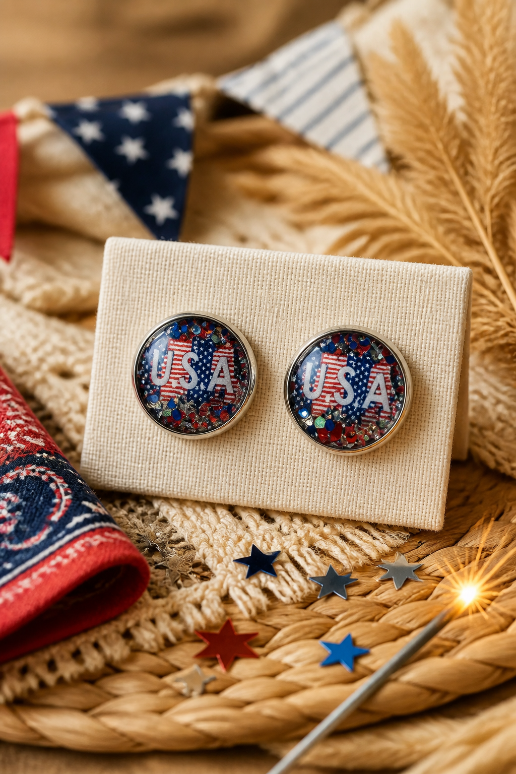USA Resin Stud Earrings