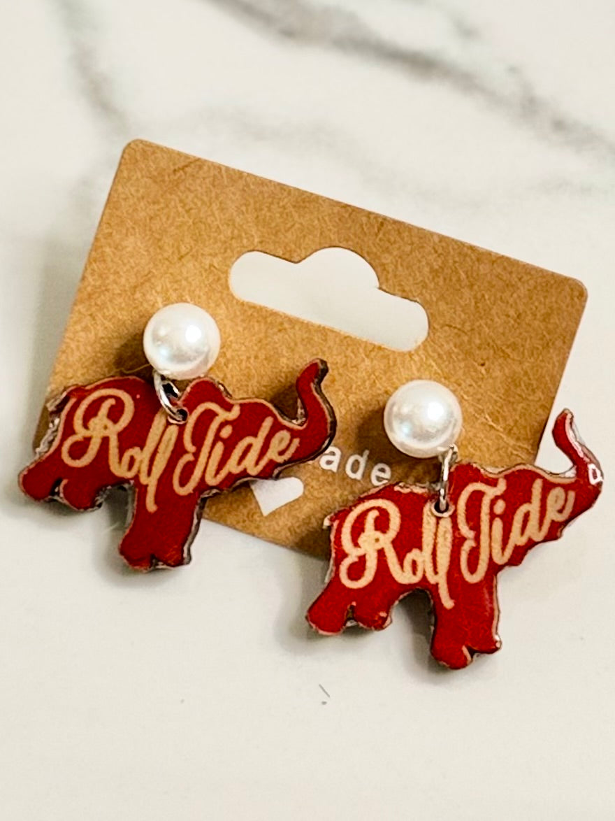 Roll Tide Elephant Earrings