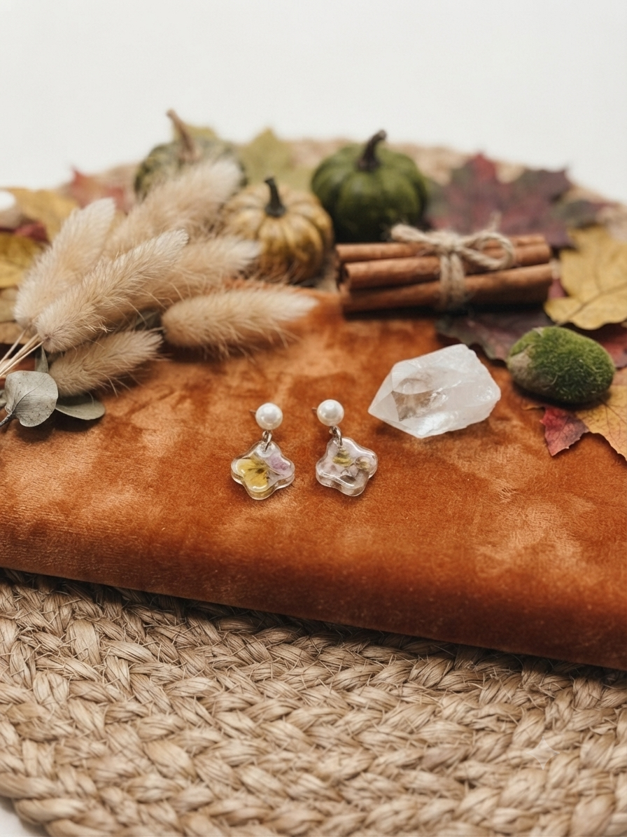 Resin Flower Dainty Stud Dangle Earrings