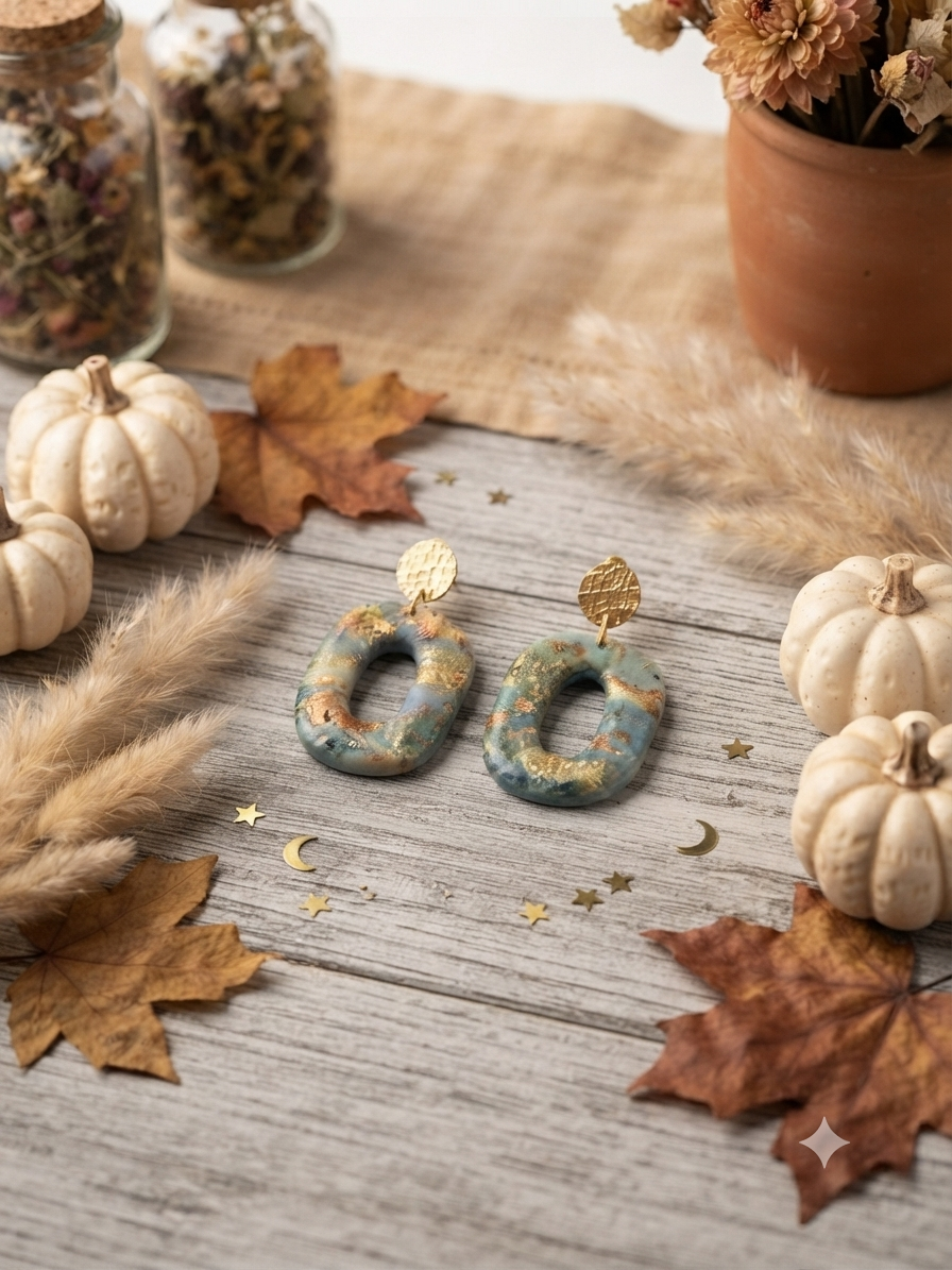 Fall Polymer Clay Stud Dangle Earrings