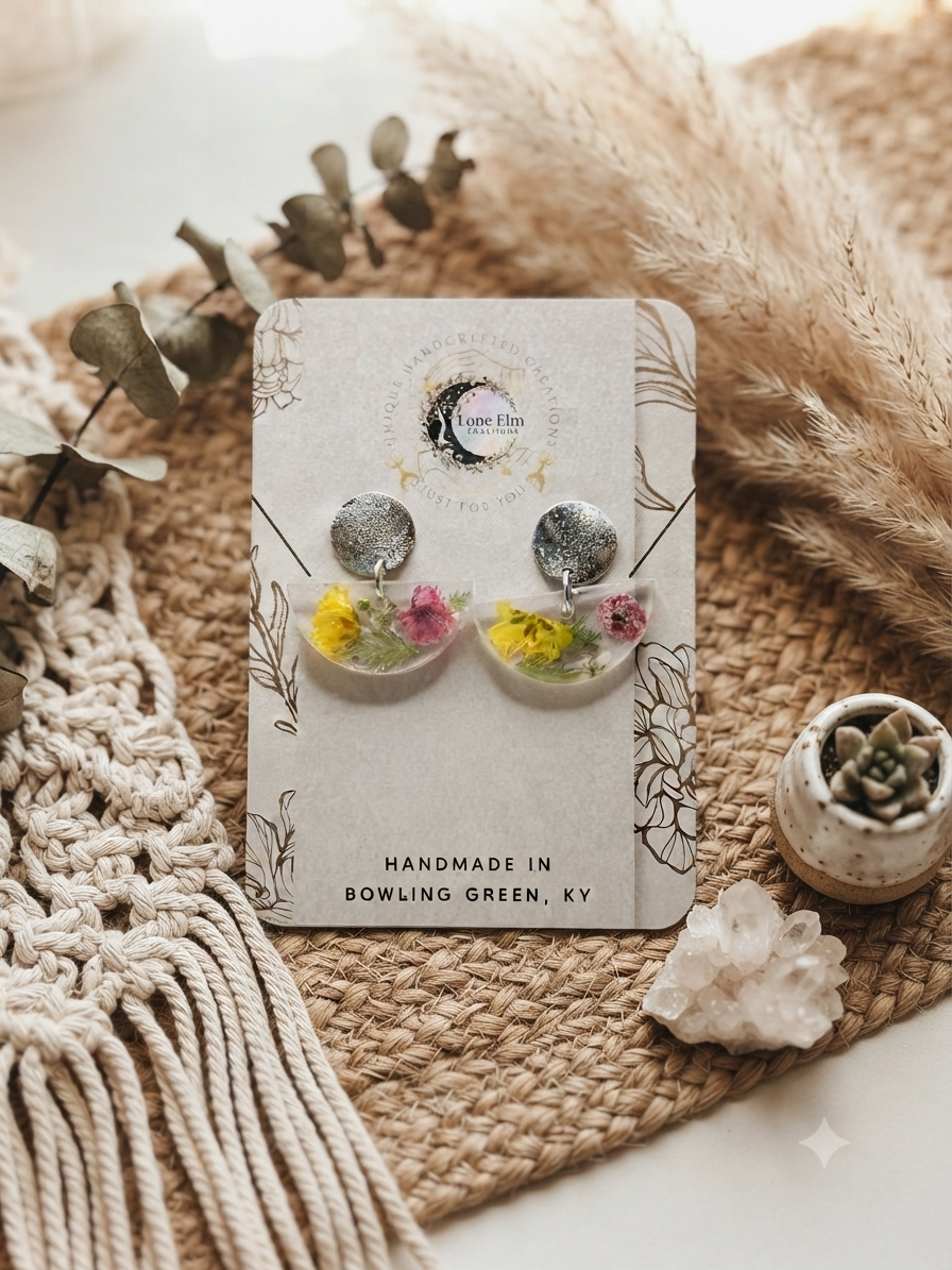 Resin Flower Stud Dangle Earrings