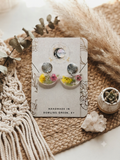 Resin Flower Stud Dangle Earrings