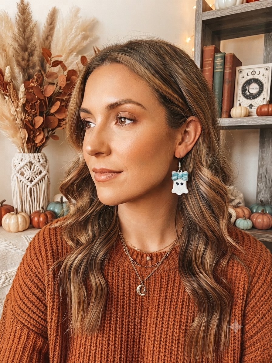 Ghost Polymer Clay Dangle Earrings