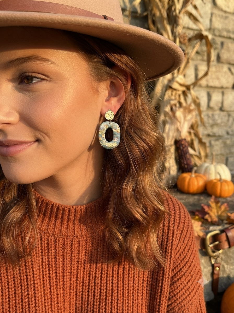 Fall Polymer Clay Stud Dangle Earrings