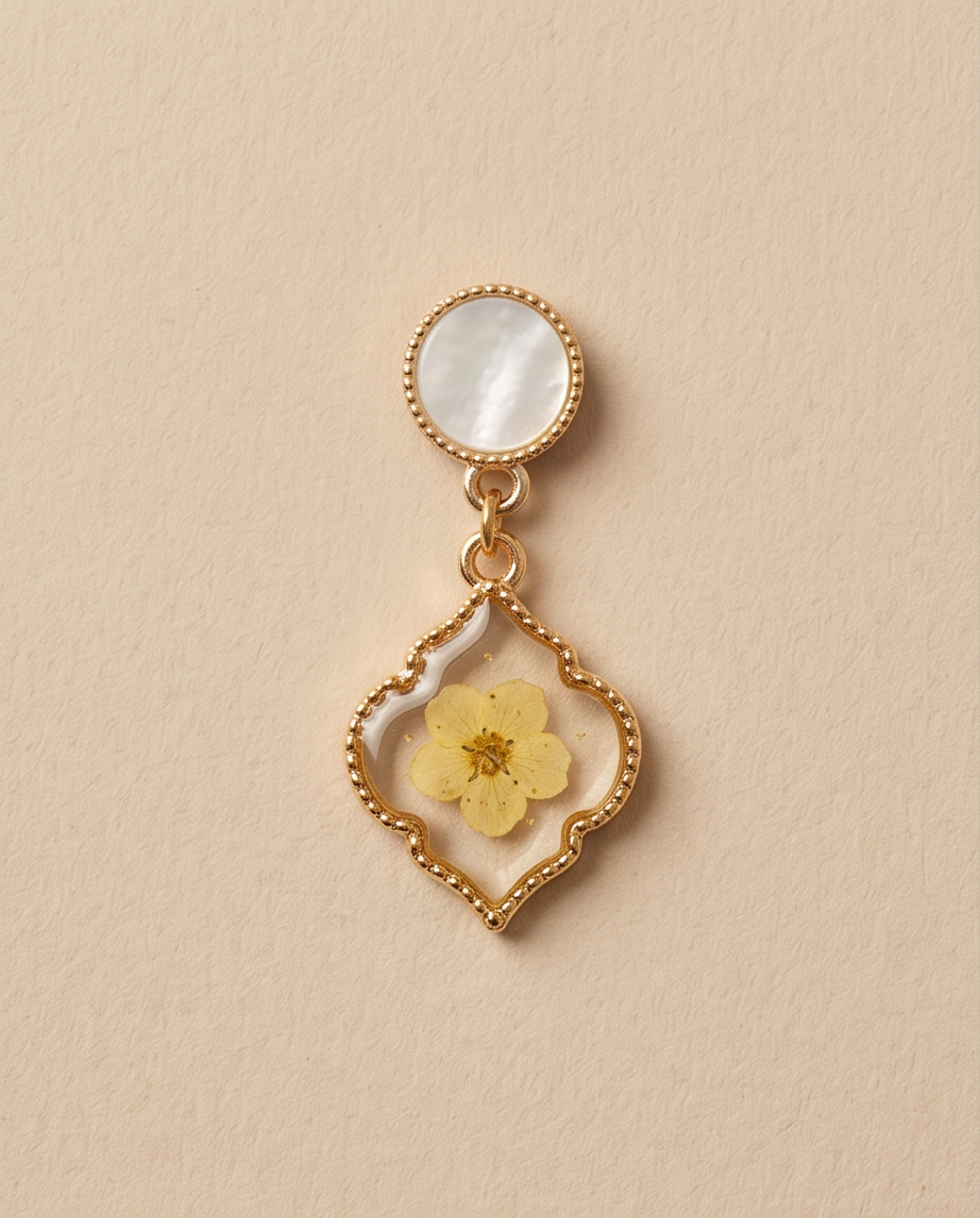 Resin Flower Gold Drop Earrings