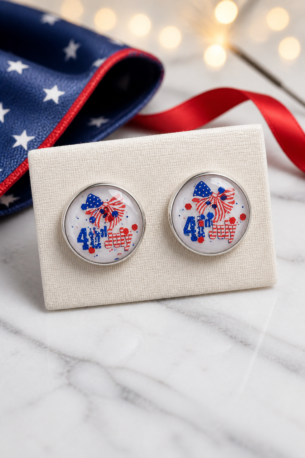 4th of July Resin Stud Earrings