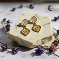 Resin Flower Gold Drop Earrings