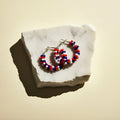 Red, White and Blue Beaded Hoop Earrings