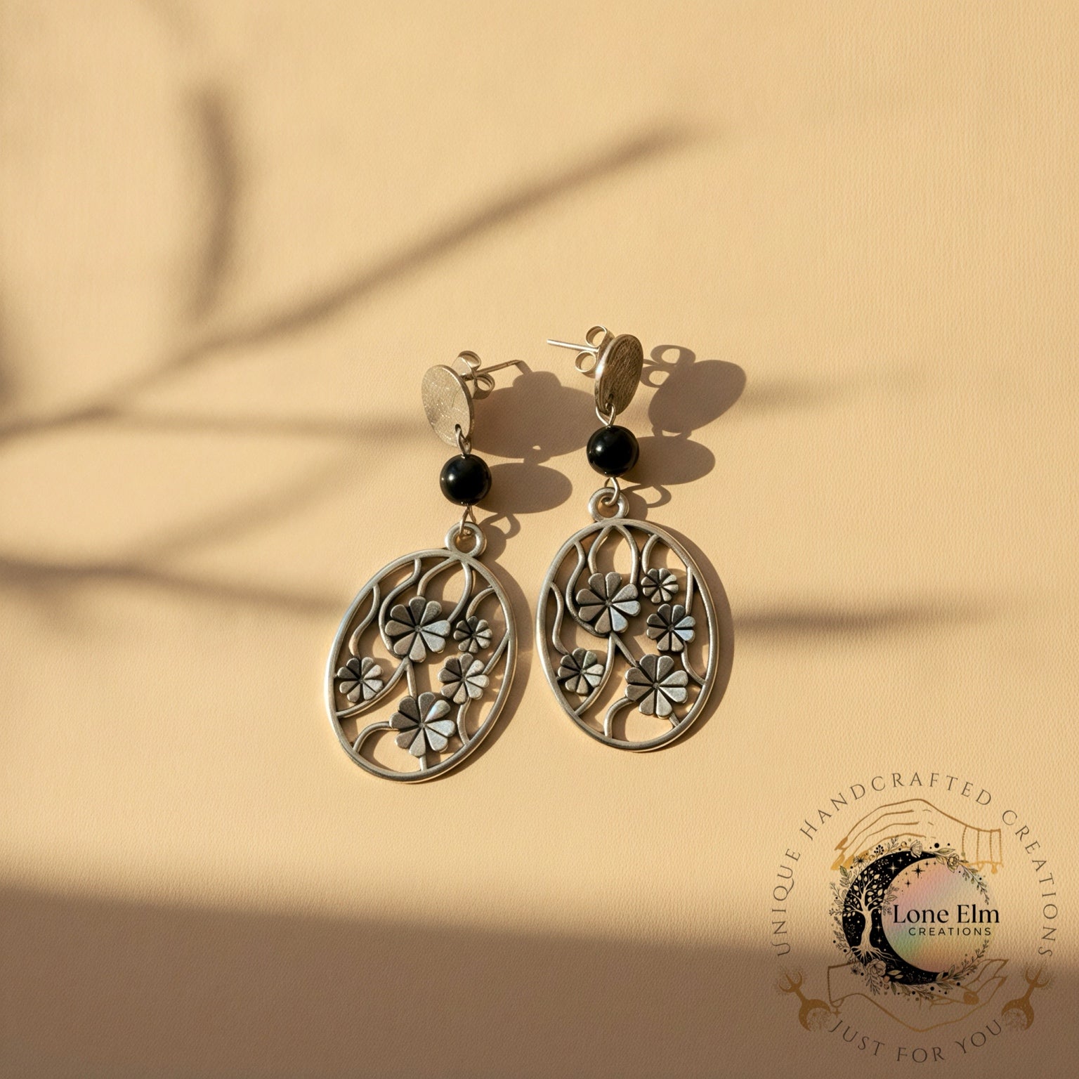 Obsidian Stainless Steel Dangle Earrings