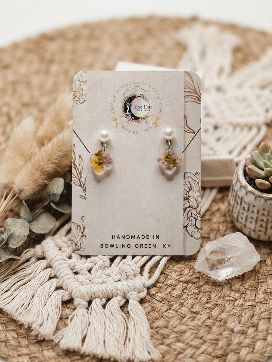 Resin Flower Dainty Stud Dangle Earrings
