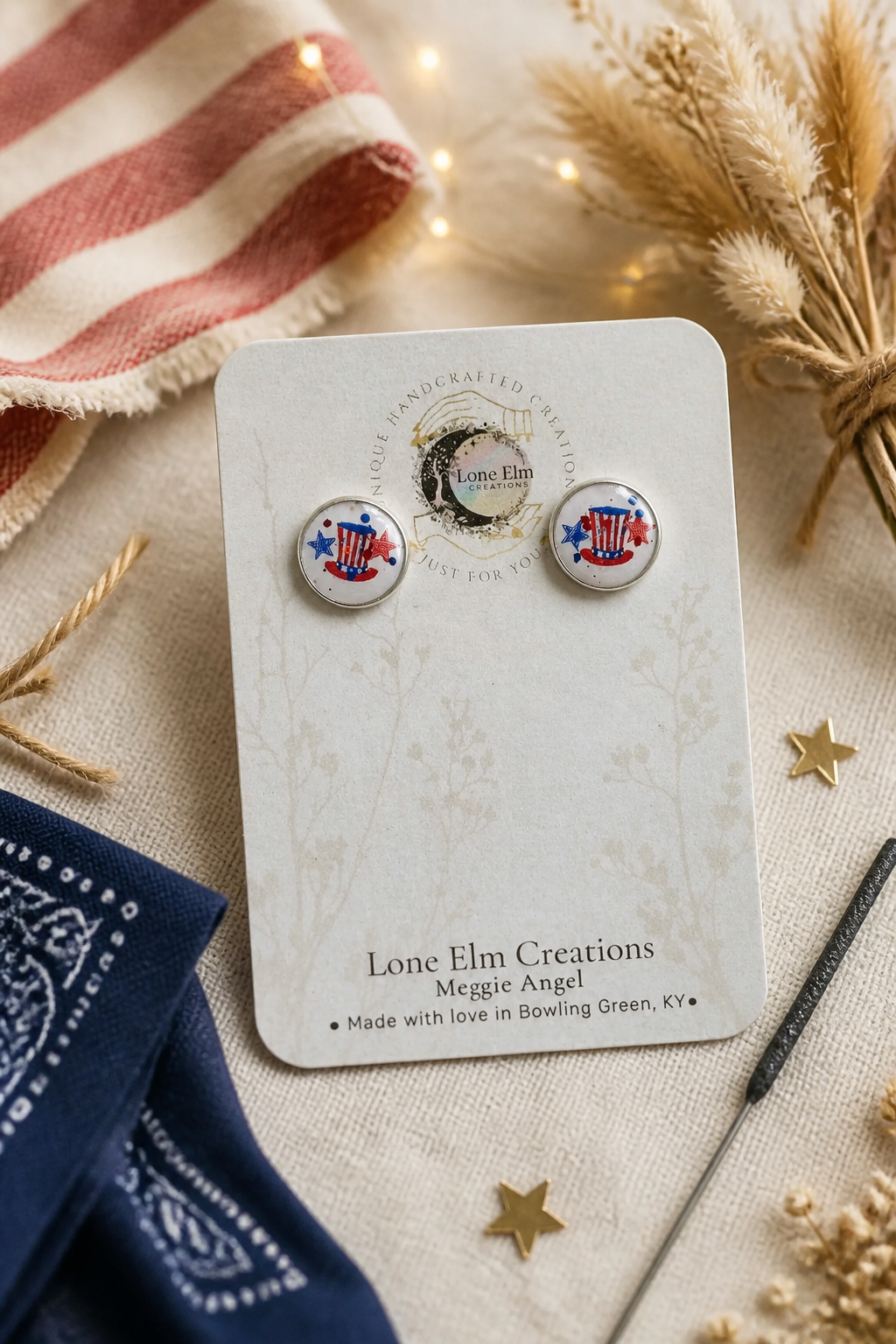 Uncle Sam 4th of July Resin Stud Earrings