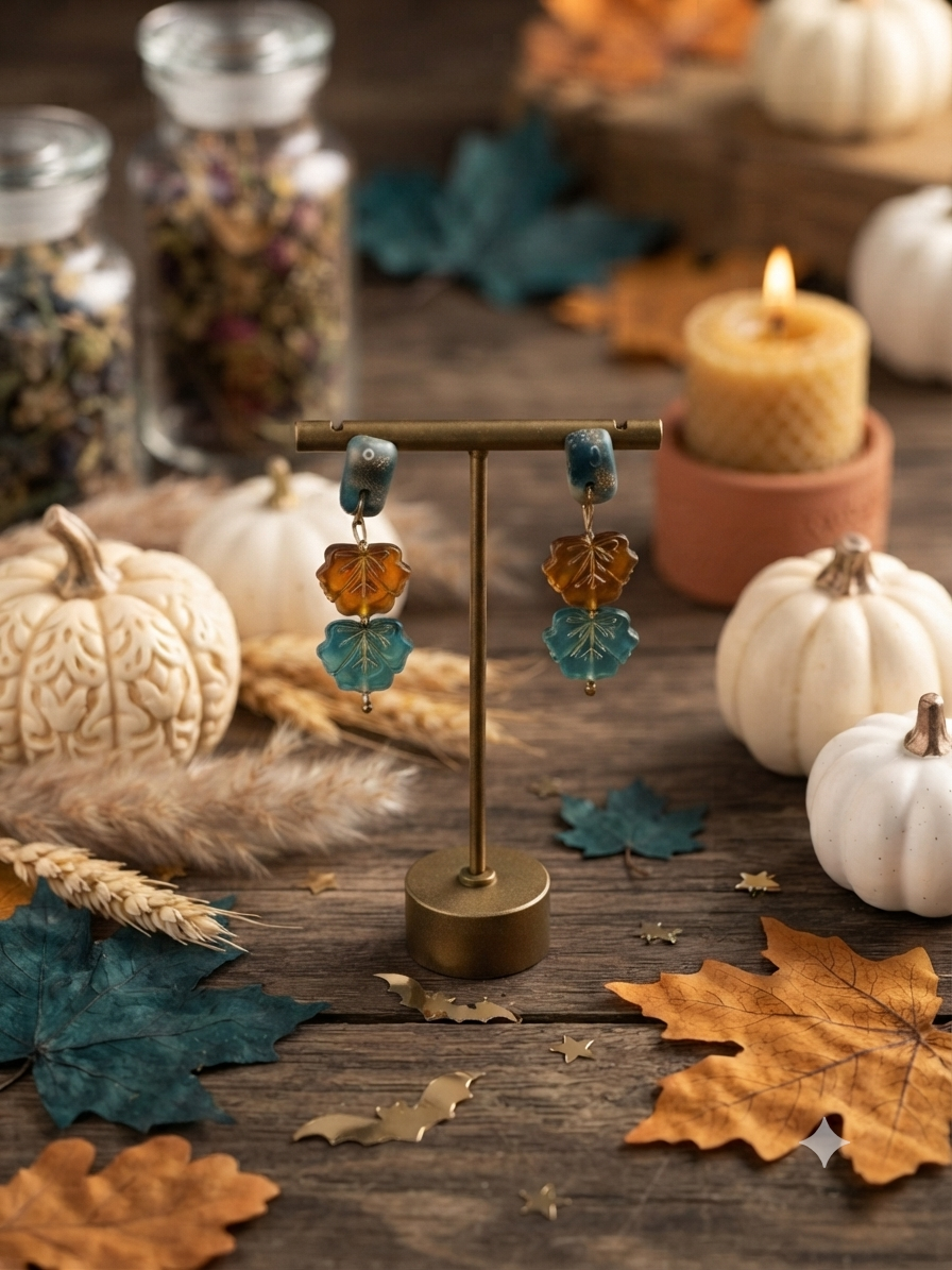 Fall Leaf Dangle Polymer Clay Earrings