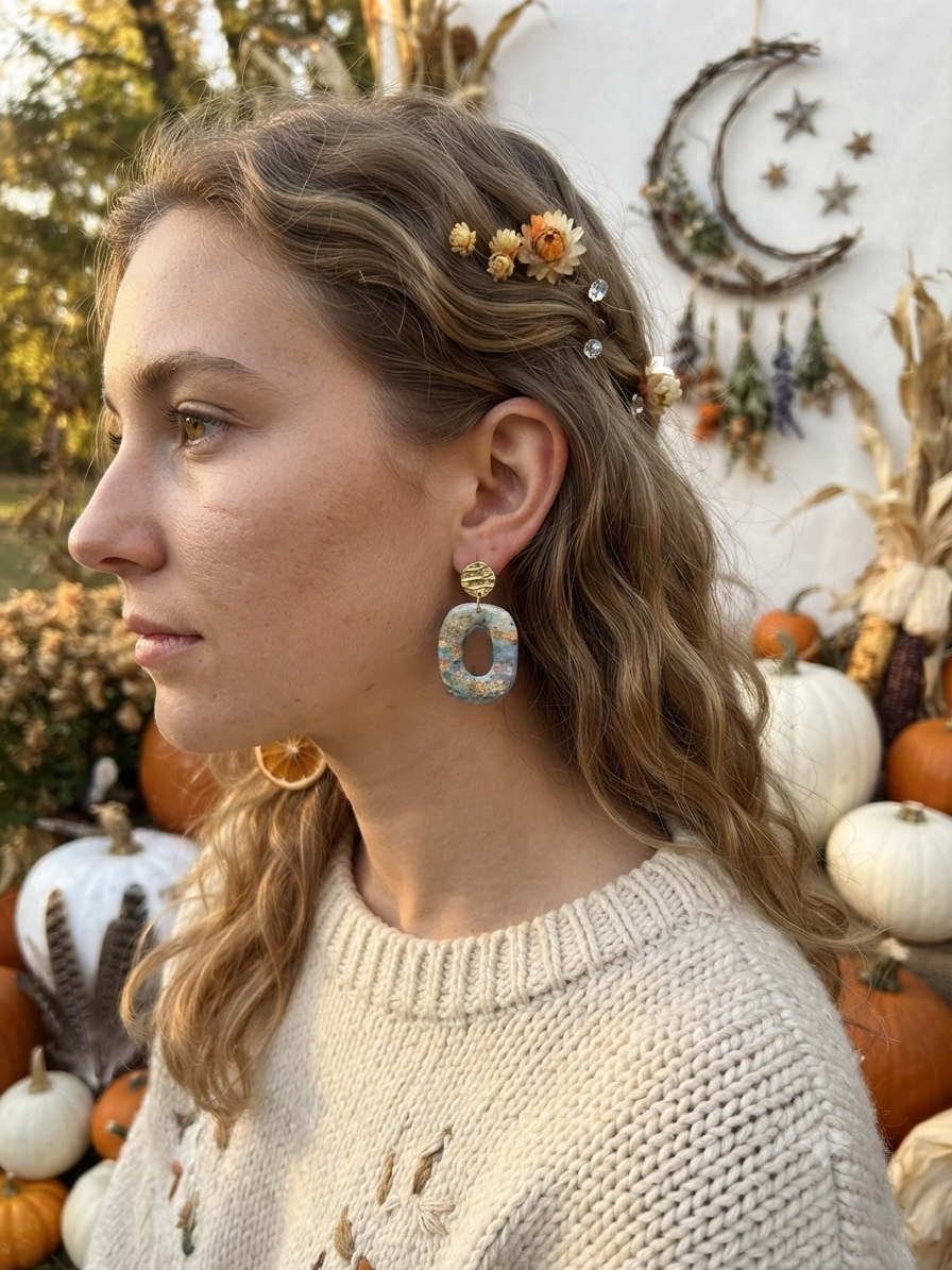 Fall Polymer Clay Stud Dangle Earrings