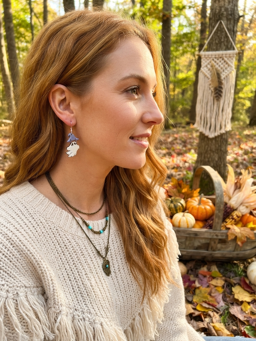 Ghost Wood Dangle Earrings