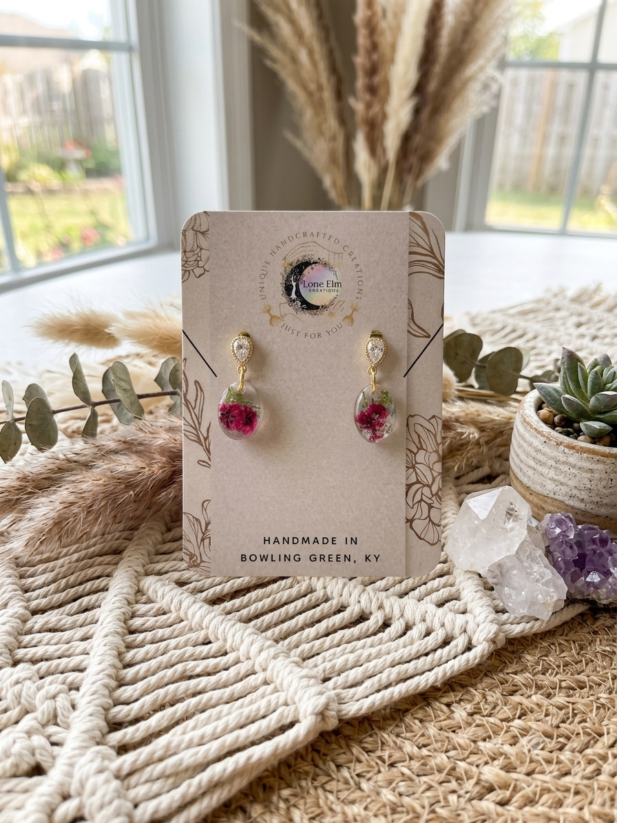 Dainty Resin Flower Dangle Stud Earrings