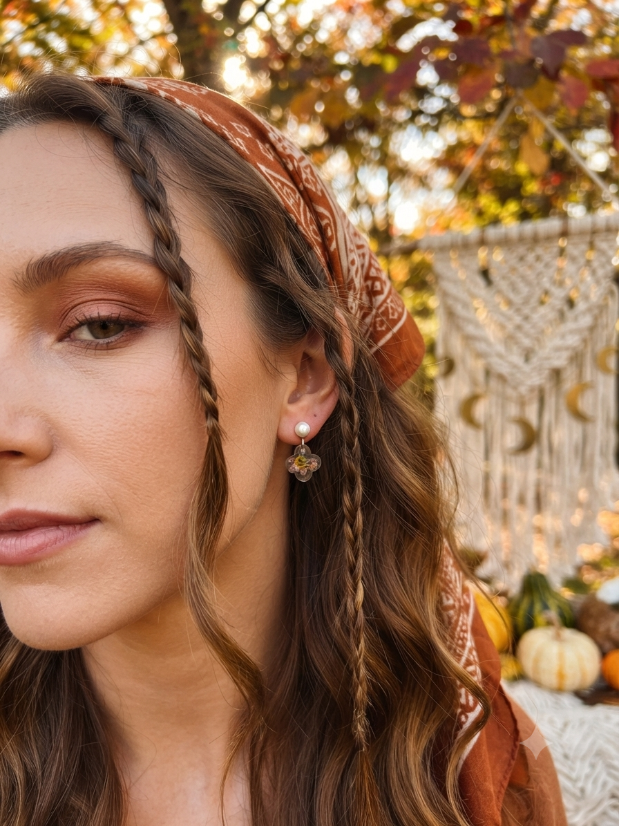 Resin Flower Dainty Stud Dangle Earrings