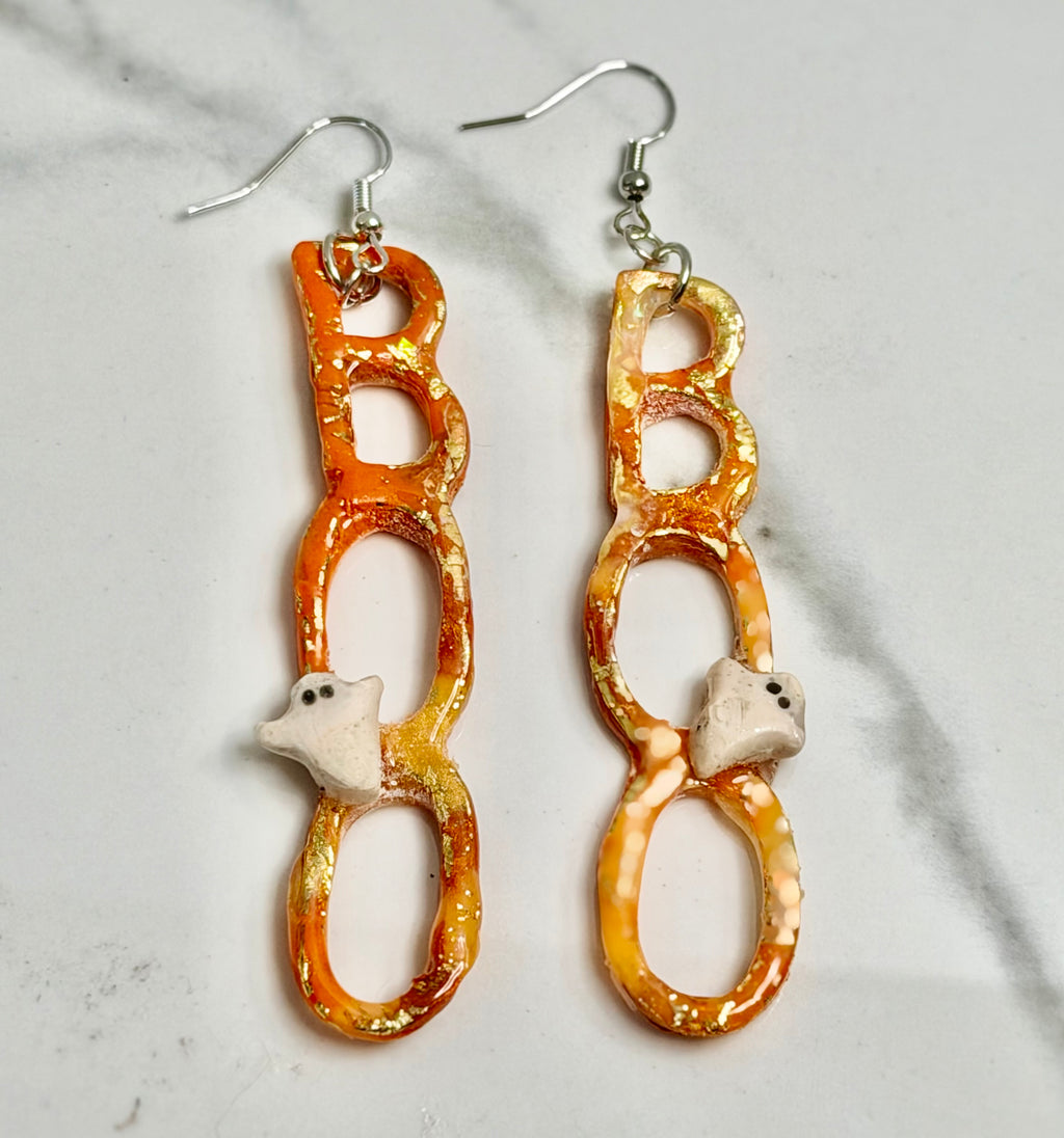 BOO Polymer Clay Dangle Earrings
