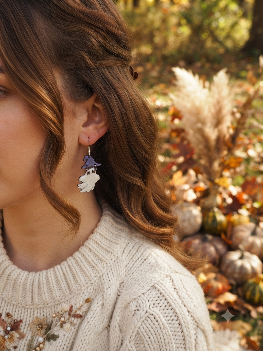 Ghost Wood Dangle Earrings
