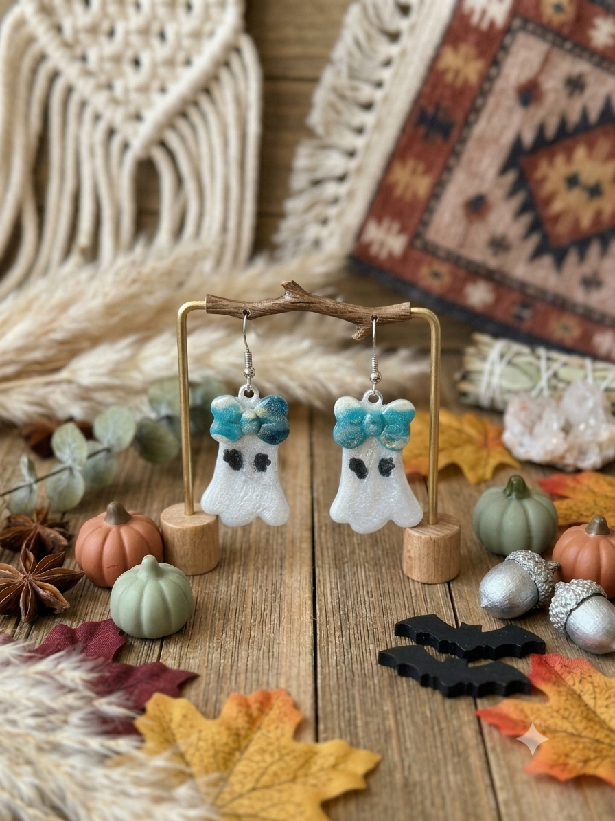 Ghost Polymer Clay Dangle Earrings