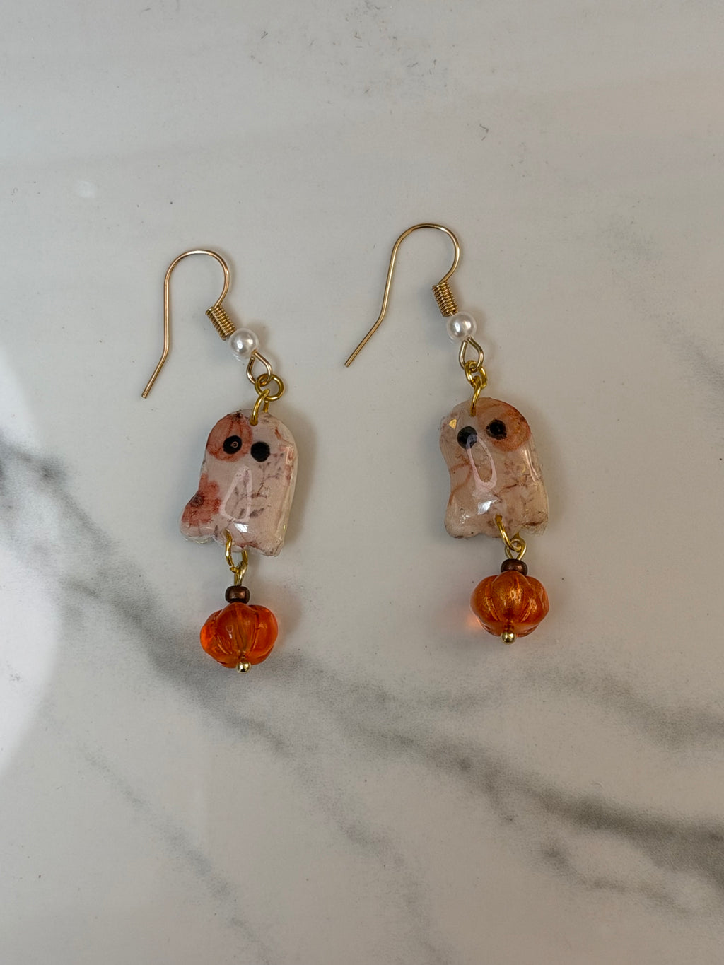 Polymer Clay Ghost and Pumpkin Earrings