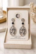Obsidian Stainless Steel Dangle Earrings